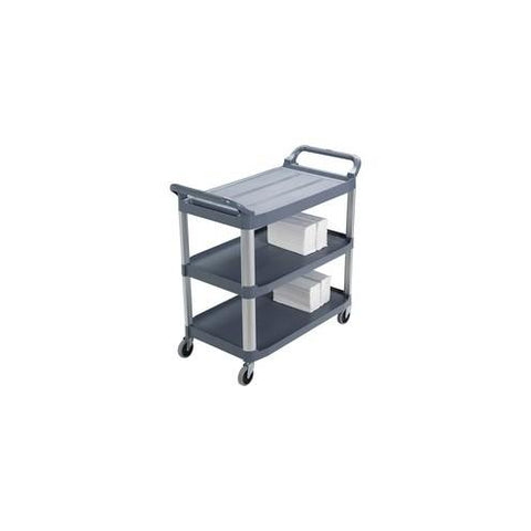 Rubbermaid Commercial 3-Shelf Mobile Utility Cart - 3 Shelf - 300 lb Capacity - 4" Caster Size - Aluminum - x 40.6" Width x 20" Depth x 37.8" Height - Aluminum Frame - Gray - 1 Each