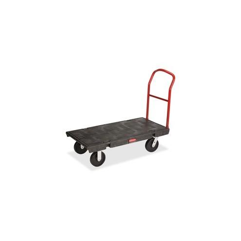 Rubbermaid Commercial 2000lb Med Cap. HD Platform Truck - Push Handle Handle - 2000 lb Capacity - 4 Casters - 8" Caster Size - Resin, Metal - Black - 1 Carton