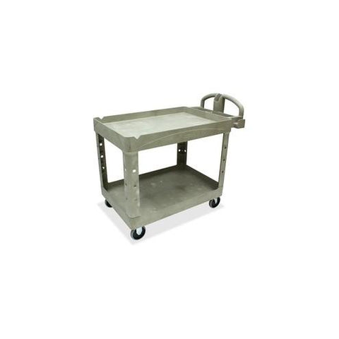 Rubbermaid Commercial Two Shelf Service Cart - 2 Shelf - 500 lb Capacity - 4 Casters - 5" Caster Size - Plastic - x 45.3" Width x 25.8" Depth x 33.3" Height - Beige - 1 Each