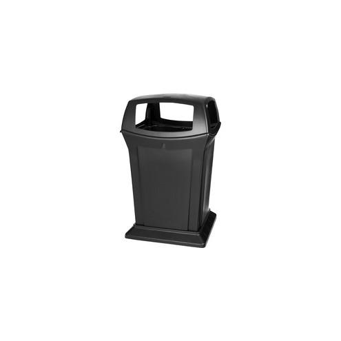 Rubbermaid Commercial 45G Ranger Container - Hinged Lid - 45 gal Capacity - Rectangular - Durable, Chemical Resistant - 41.5" Height x 24.9" Width x 24.9" Depth - Black
