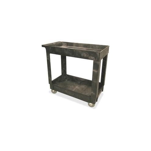 Rubbermaid Commercial 9T6600 Heavy-Duty Utility Cart - 2 Shelf - 500 lb Capacity - 4 Casters - 5" Caster Size - x 16" Width x 34" Depth x 31.3" Height - Black - 1 Each