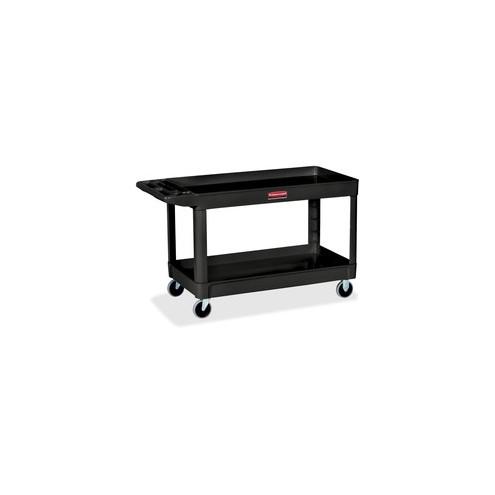 Rubbermaid Commercial 4" Casters 2-shelf Utility Cart - 2 Shelf - Push Handle Handle - 4" Caster Size - Foam - x 32.4" Width x 25.6" Depth x 40.2" Height - Black - 1 Each