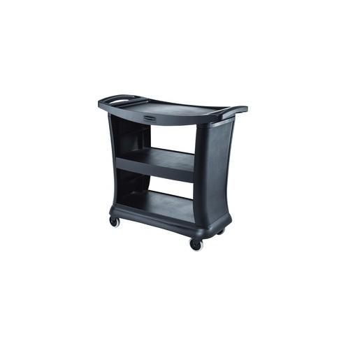 Rubbermaid Commercial 9T68 Executive Service Cart - 3 Shelf - 300 lb Capacity - Plastic - 38.9" Length x 20.3" Width Height - Black - 1 Each