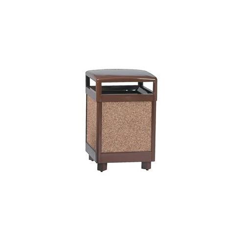 Rubbermaid Commercial Hinge Top Litter Receptacle - 38 gal Capacity - Square - 40" Height x 26" Width x 26" Depth - Steel - Brown