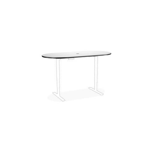 Safco Electric Adjustable Table Gray Racetrack Tabletop - High Pressure Laminate (HPL) Rectangle, Gray Top - 72" Table Top Width x 36" Table Top Depth x 1" Table Top Thickness - 50" Height