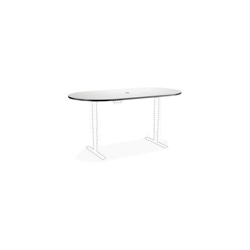 Safco Electric Adjustable Table Gray Racetrack Tabletop - Gray Rectangle, High Pressure Laminate (HPL) Top - 84" Table Top Width x 42" Table Top Depth x 1" Table Top Thickness