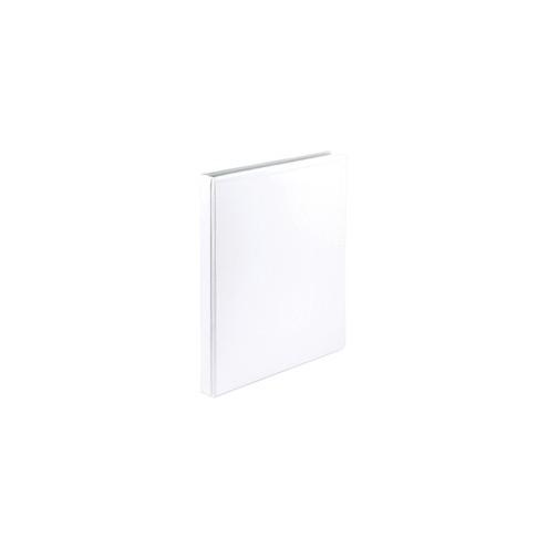 Samsill Economy View Ring Binder - 1/2" Binder Capacity - Round Ring Fastener(s) - Polypropylene, Chipboard - White - Recycled - Durable, Clear Overlay - 12 / Pack