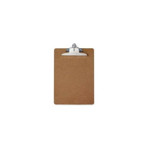 Saunders Brown Hardboard Clipboards - 1" Clip Capacity - 6" x 9" - Spring Clip - Standard - Hardboard - Brown - 1 Each