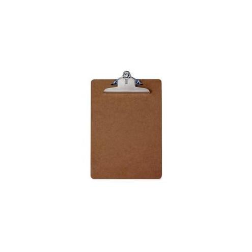 Saunders Brown Hardboard Clipboards - 1" Clip Capacity - 8 1/2" x 11" - Spring Clip - Standard - Hardboard - Brown - 1 / Each