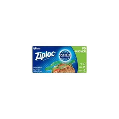 Ziploc® Sandwich Bags - 5.88" Width x 6.50" Length - Clear - Plastic - 90/Box - Sandwich, Storage