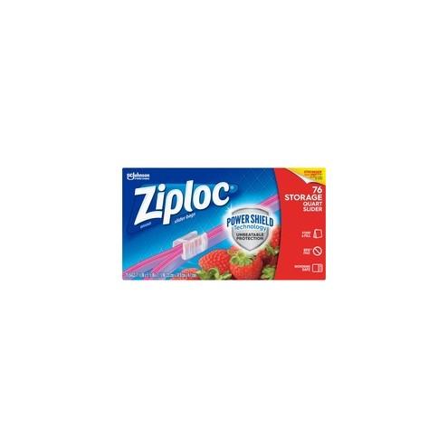 Ziploc® Slider Quart Storage Bags - 1 quart - 7" Width x 7.44" Length - Clear - 684/Carton - Food, Supplies