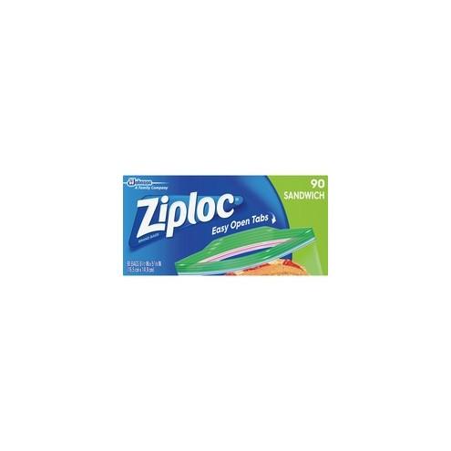 Ziploc® Sandwich Bags - 5.88" Width x 6.50" Length - Clear - 90/Box - 90 Per Box - Sandwich, Food