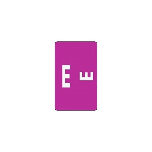Smead AlphaZ ACCS Color-Coded Labels - "E" - 1" Width x 1 5/8" Length - Purple - 10 / Sheet - 100 / Pack