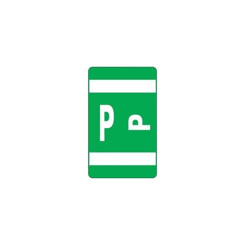 Smead AlphaZ ACCS Color-Coded Labels - "P" - 1" Width x 1 5/8" Length - Dark Green - 10 / Sheet - 100 / Pack