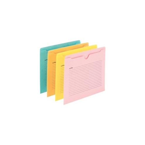 Smead Notes File Jackets - Letter - 8 1/2" x 11" Sheet Size - Straight Tab Cut - Aqua, Goldenrod, Pink, Yellow - Recycled - 12 / Pack
