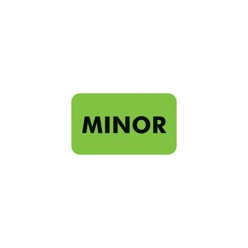 Tabbies MINOR Patient Information Label - 1.50" x 0.88" - "Minor" - Green - 250 / Roll