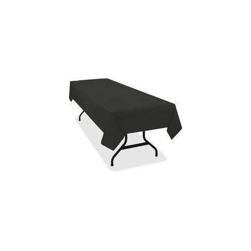 Tablemate Heavy-duty Plastic Table Covers - 108" Length x 54" Width - Plastic - Black - 6 / Pack
