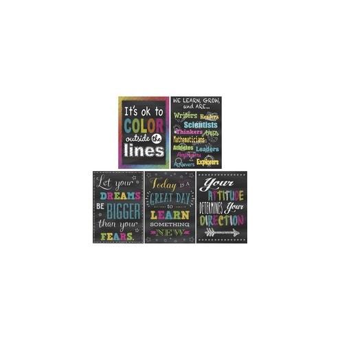 Teacher Created Resources Chalkboard Brights Poster Set - 13.4" Width x 19" Height - Multicolor