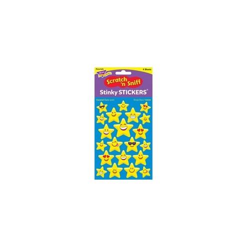 Trend Emoji Stars Stinky Stickers - Caramel Corn - Encouragement, Fun Theme/Subject - 84 (Emoji Star) Shape - Acid-free, Non-toxic - Multicolor - 84 / Pack