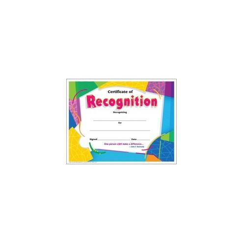 Trend Certificate of Recognition - "Certificate of Recognition" - 8.50" x 11" - 30 / Pack