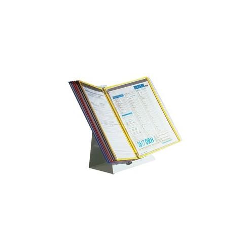 Tarifold Desktop Reference System - Desktop - 10 Panels - Wire-reinforced, 360° Swivel Base - Assorted Panel - Metal Base, Polyvinyl Chloride (PVC) Display Panel - 1 Each