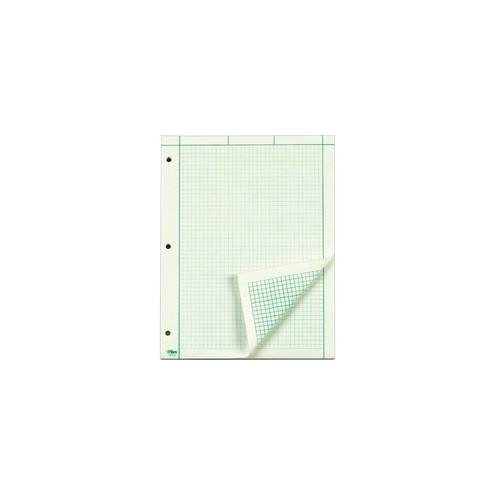TOPS Green Tint Engineering Computation Pad - Letter - 100 Sheets - Stapled/Glued - Back Ruling Surface - Ruled - 15 lb Basis Weight - 8 1/2" x 11" - Green Paper - Punched