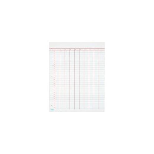 TOPS Summary Column Data Pads - 50 Sheet(s) - 11" x 8 1/2" Sheet Size - 3 x Holes - 9 Columns per Sheet - White - White Sheet(s) - 50 / Pad