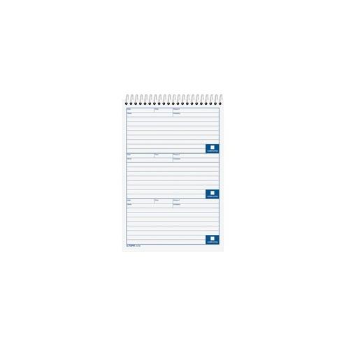 TOPS Voice Message Log Books - 50 Sheet(s) - Spiral Bound - 3 Part - 9" x 6" Sheet Size - White Sheet(s) - 1 Each