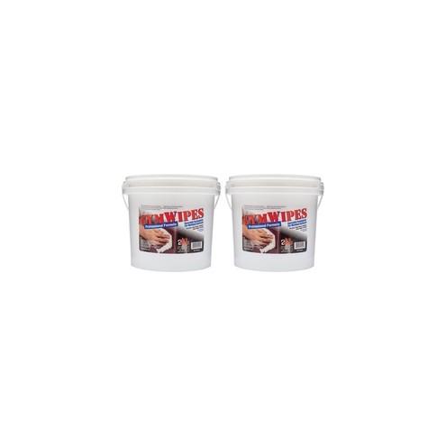 2XL GymWipes Workout Surfaces Towelettes Bucket - Wipe - 6" Width x 8" Length - 700 / Bucket - 2 / Carton - White