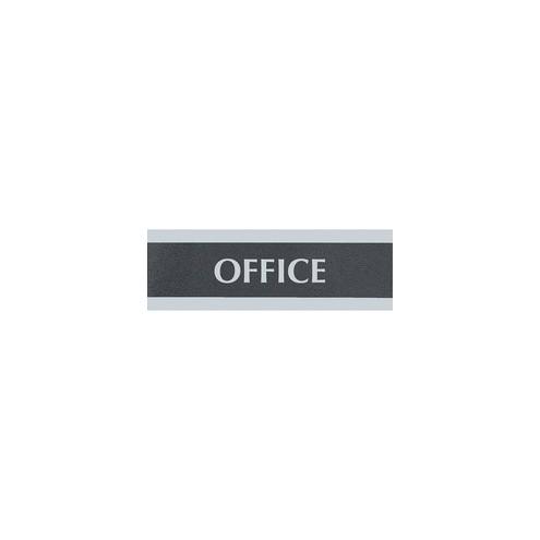 HeadLine Century Series Office Sign - 1 Each - Office Print/Message - 9" Width x 3" Height - Rectangular Shape - Silver Print/Message Color - Black