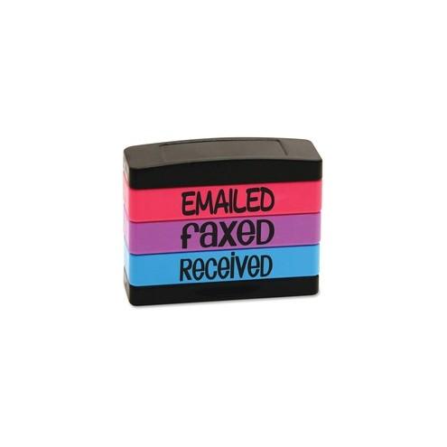 stackSTAMP Emailed Message Stamp Set - Message Stamp - "EMAILED, FAXED, RECEIVED" - 0.63" Impression Width x 1.81" Impression Length - Assorted - 1 Each