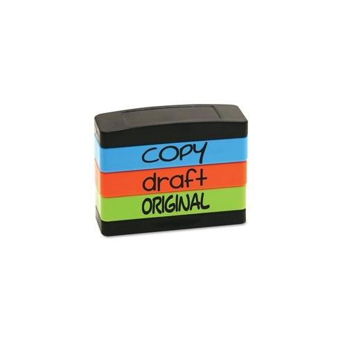 stackSTAMP Copy Message Stamp Set - Message Stamp - "COPY, DRAFT, ORIGINAL" - 0.63" Impression Width x 1.81" Impression Length - Assorted - 1 Each