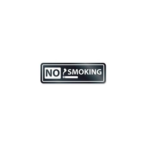 HeadLine No Smoking Window Sign - 1 Each - No Smoking Print/Message - 8.5" Width x 2.5" Height - Rectangular Shape - Self-adhesive, Removable - White, Clear
