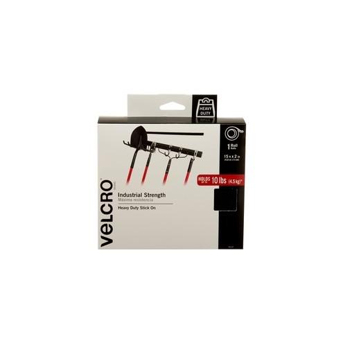 VELCRO® Brand Industrial Strength Tape, 15ft x 2in Roll, Black - Ideal for projects that require a powerful hold. Holds up to 1lbs per square inch up to 10lbs.