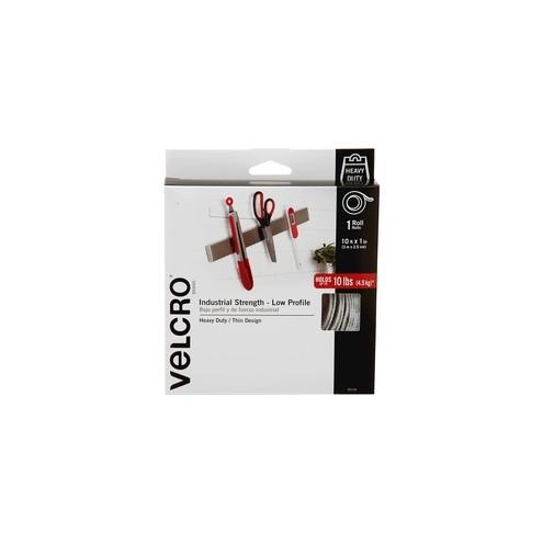 VELCRO® Brand Low Profile Industrial Strength Tape, 10ft x 1in Roll, White - For projects that need a powerful hold with a more finished look. Holds 1lb per square inch up to 10lbs.