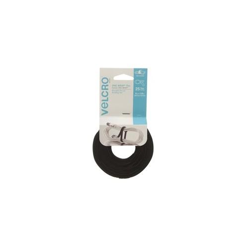 VELCRO® Brand ONE-WRAP® Ties, 8in x 1/4in, Black, 25ct - Adjustable and reusable pre-cut ties. Wraps onto itself for a secure hold.