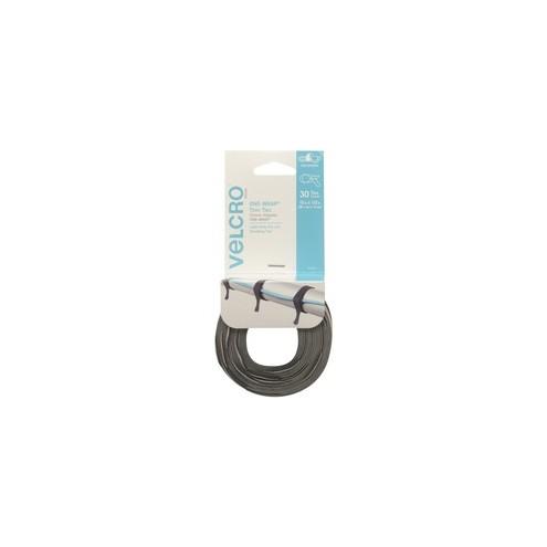 VELCRO® Brand ONE-WRAP® Thin Ties, 15in x 1/2in, Gray and Black, 30ct - Thin, pre-cut ties. Adjustable and reusable for easy cable management.