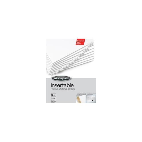 Wilson Jones Gold Line Insertable 8-Tab Dividers - 5 Tab(s) - 5 Tab(s)/Set - Letter - White Paper Divider - Clear Tab(s) - 8 / Set