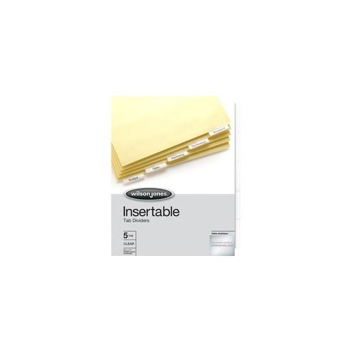 Wilson Jones Insertable Tab Dividers - 5 x Divider(s) - 5 Tab(s) - 5 Tab(s)/Set - Letter - 8 1/2" Width x 11" Length - Paper Divider - Clear Plastic, Transparent Tab(s) - 5 / Set