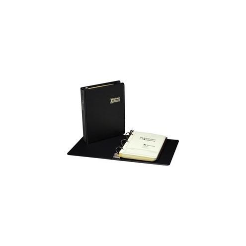 Wilson Jones 812 Telephone Address Book - 80 Sheet(s) - Ring Binder - Letter - 5 1/2" x 8 1/2" Sheet Size - Green Sheet(s) - Black Cover - Vinyl - 1 Each