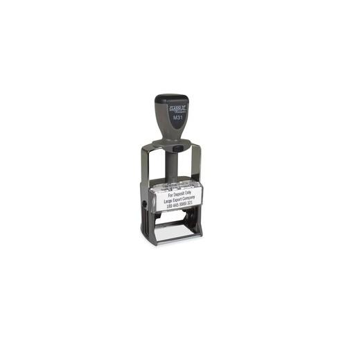 Xstamper ClassiX Self-inking Steel Message Stamp - Message Stamp - 1.13" Impression Width x 1.63" Impression Length - Assorted - Steel - 1 Each