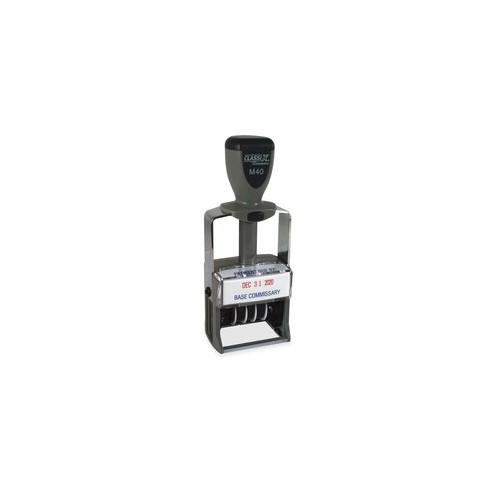Xstamper 1-9/16" ClassiX Self-inking Date Stamp - Message/Date Stamp - 0.88" Impression Width x 1.56" Impression Length - 7000 Impression(s) - Assorted - Metal - 1 Each