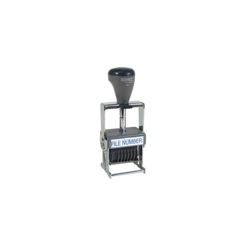 Xstamper Self-inking Steel Number Stamp - Number Stamp - 1.13" Impression Width x 1.63" Impression Length - 7000 Impression(s) - 8 Bands - Assorted - Steel - 1 Each