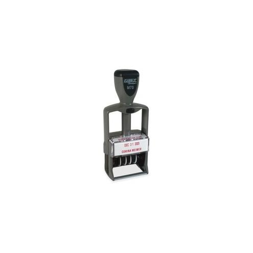 Xstamper 1-5/8" Self-inking Plastic Date Stamp - Date Stamp - 0.94" Impression Width x 1.63" Impression Length - 7000 Impression(s) - Assorted - Plastic, Metal - 1 Each