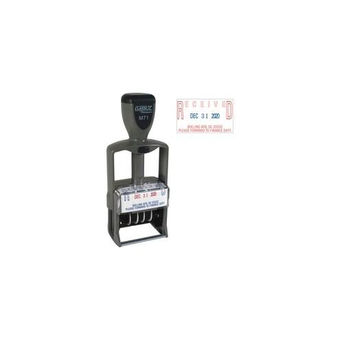 Xstamper Impression Metal Self-Inking Daters - Custom Message/Date Stamp - 1.25" Impression Width x 1.87" Impression LengthPlastic Frame - 1 Each