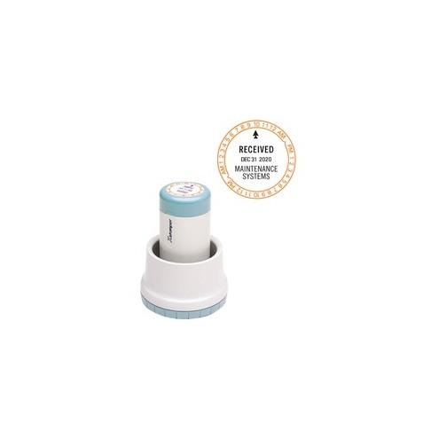 Xstamper Rotary Custom Time Stamp - Message/Date Stamp - "RECEIVED" - 1.90" Impression Diameter - 50000 Impression(s) - Red, Blue - Recycled - 1 Each