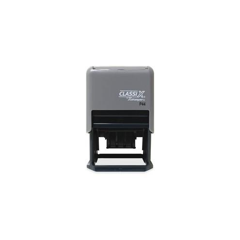 Xstamper 2-3/8" Self-inking Date Stamp - Custom Message/Date Stamp - 6 Line(s) - 1.50" Impression Width x 2.50" Impression Length - 7000 Impression(s)Plastic, Polymer Frame, Plate - 1 Each