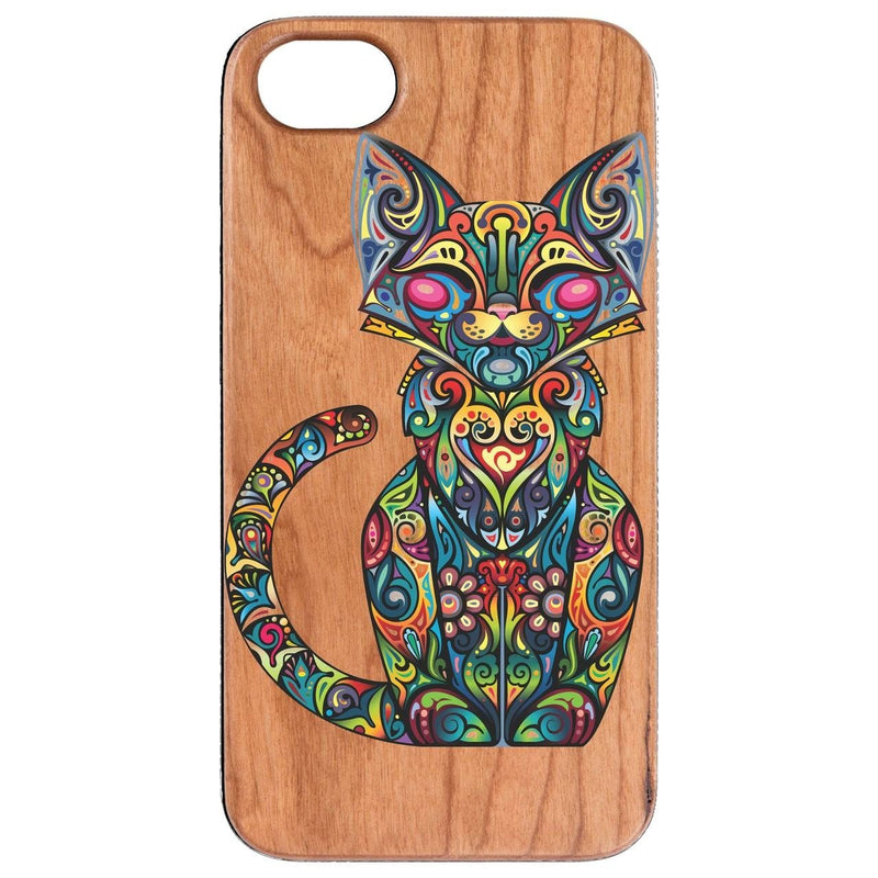 Cat - Engraved - Wooden Phone Case