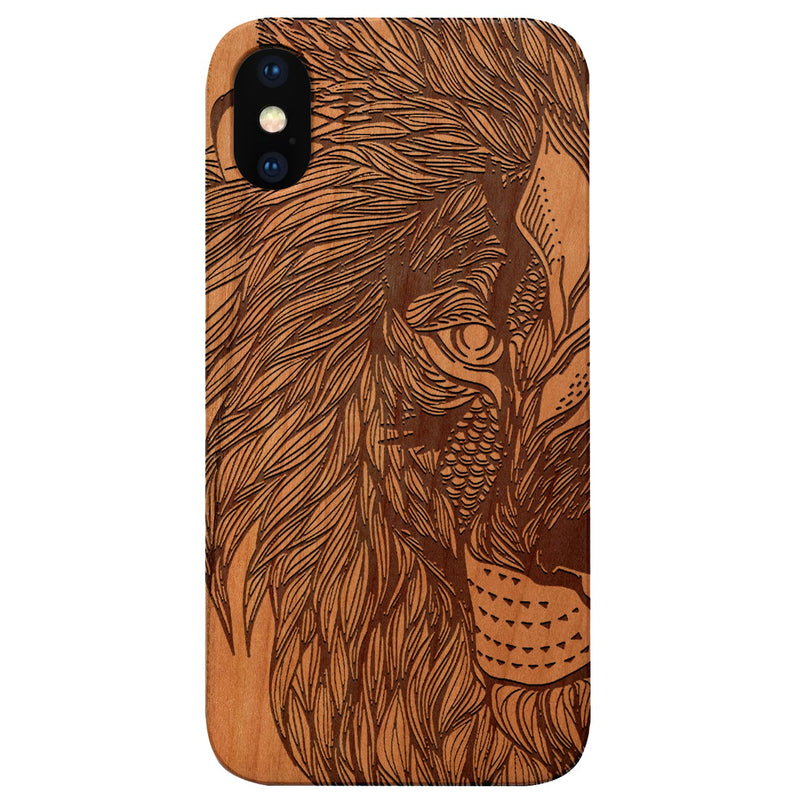 Tribal Lion - Engraved - Wooden Phone Case - IPhone 13 Models