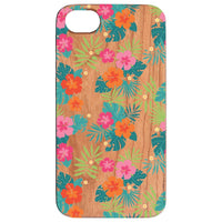 Tropical Flowers - UV Color Printed - Wooden Phone Case - IPhone 13 Models